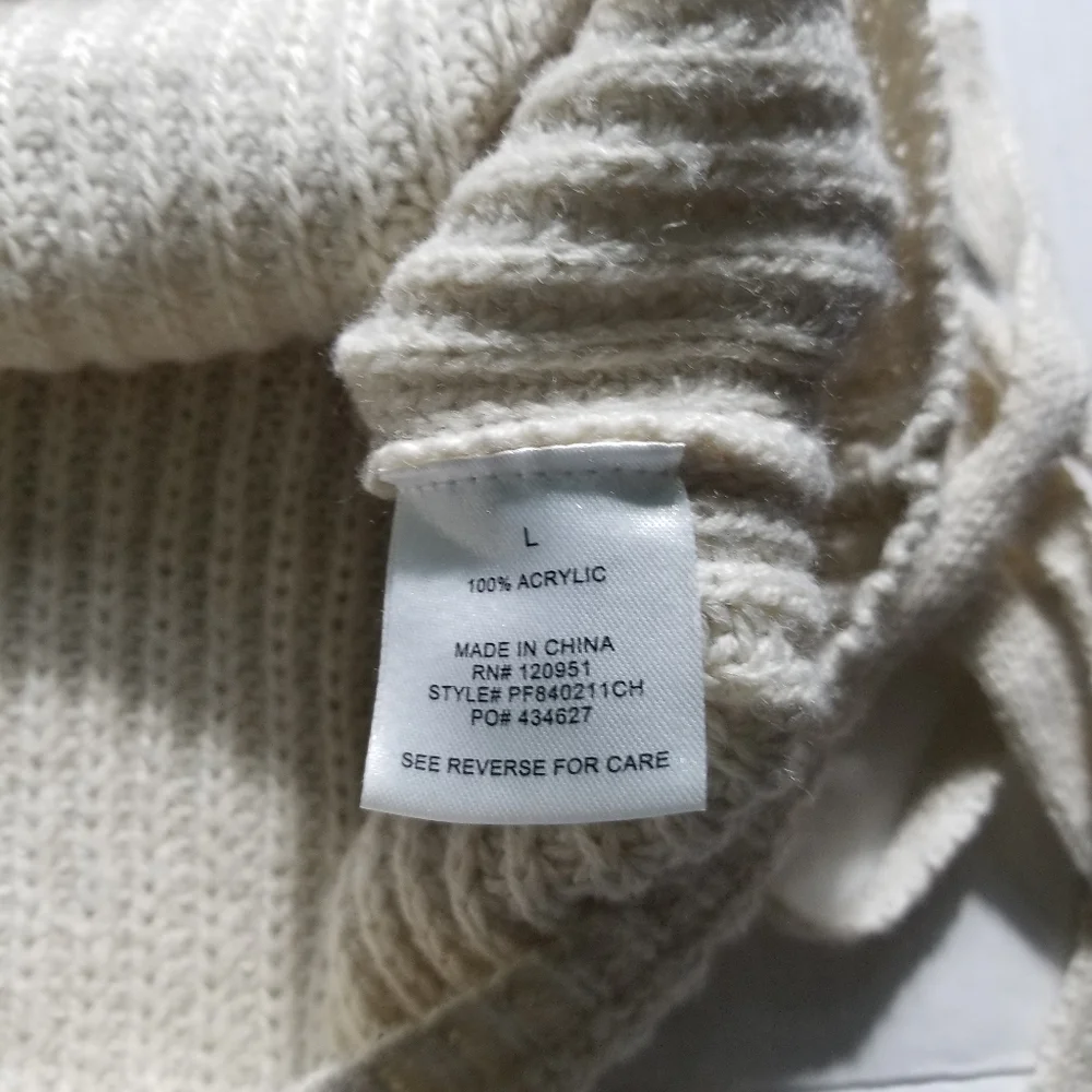 PINK ROSE WOMEN'S CREAM KNIT SWEATER WIT SIDE TIES SIZE LARGE